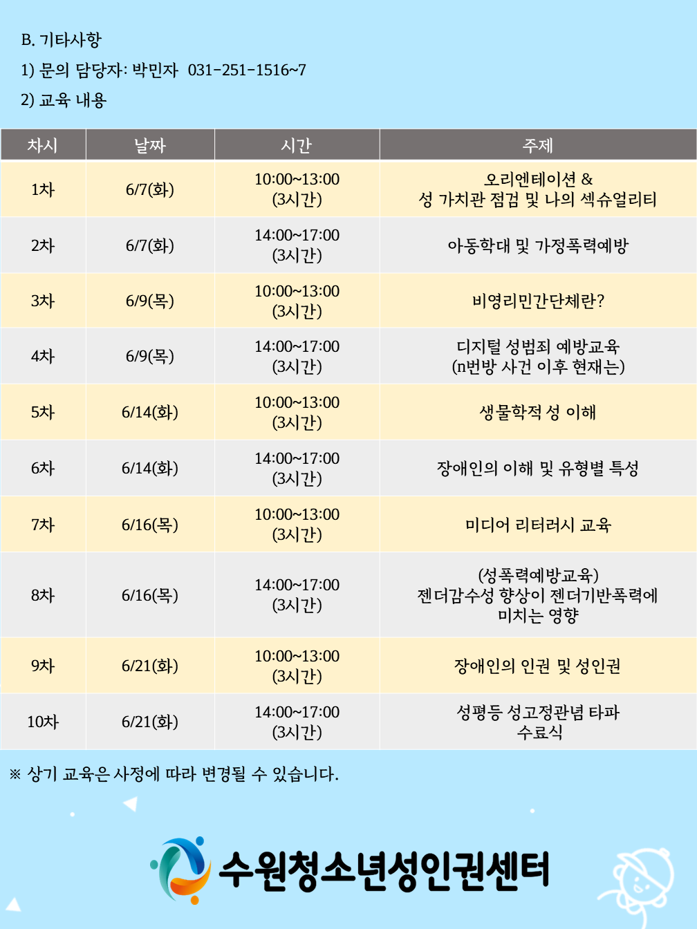 수원청소년성인권센터 자원활동가 모집